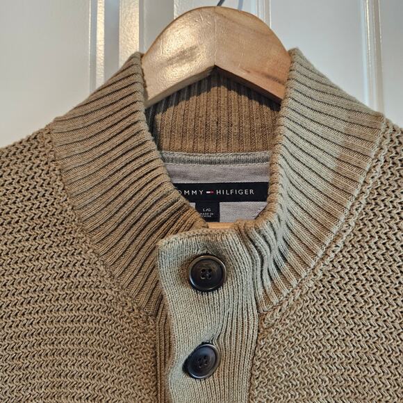 Vintage Tommy Hilfiger Cardigan Mens Large Brown Y2K Ribbed Knit Preppy Academia - Picture 4 of 10